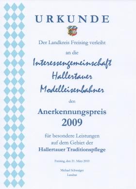 Urkunde des Landkreises Freising